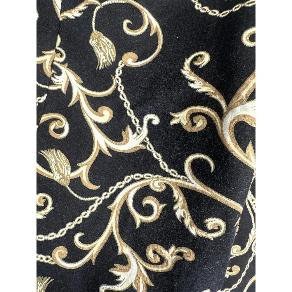 Chico's Slimming Chain Print Pull On Pants Black & Gold Stretch 4 Plus Size 20 - Picture 5 of 10